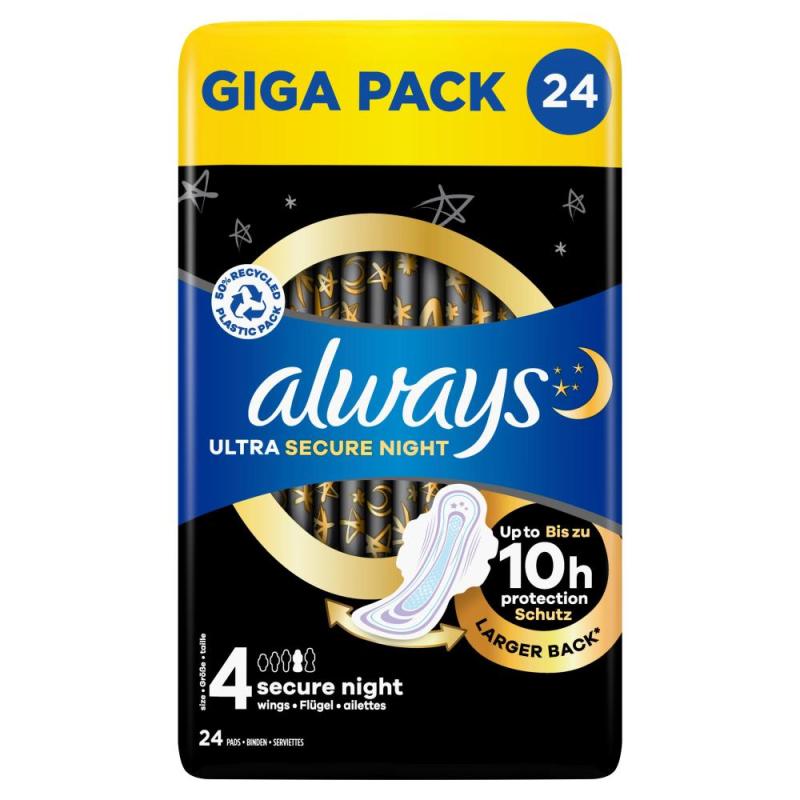 Always Maandverband ultra secure night 24 stuks