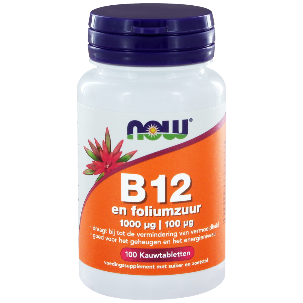 NOW B12 1000mcg en Foliumzuur Kauwtabletten