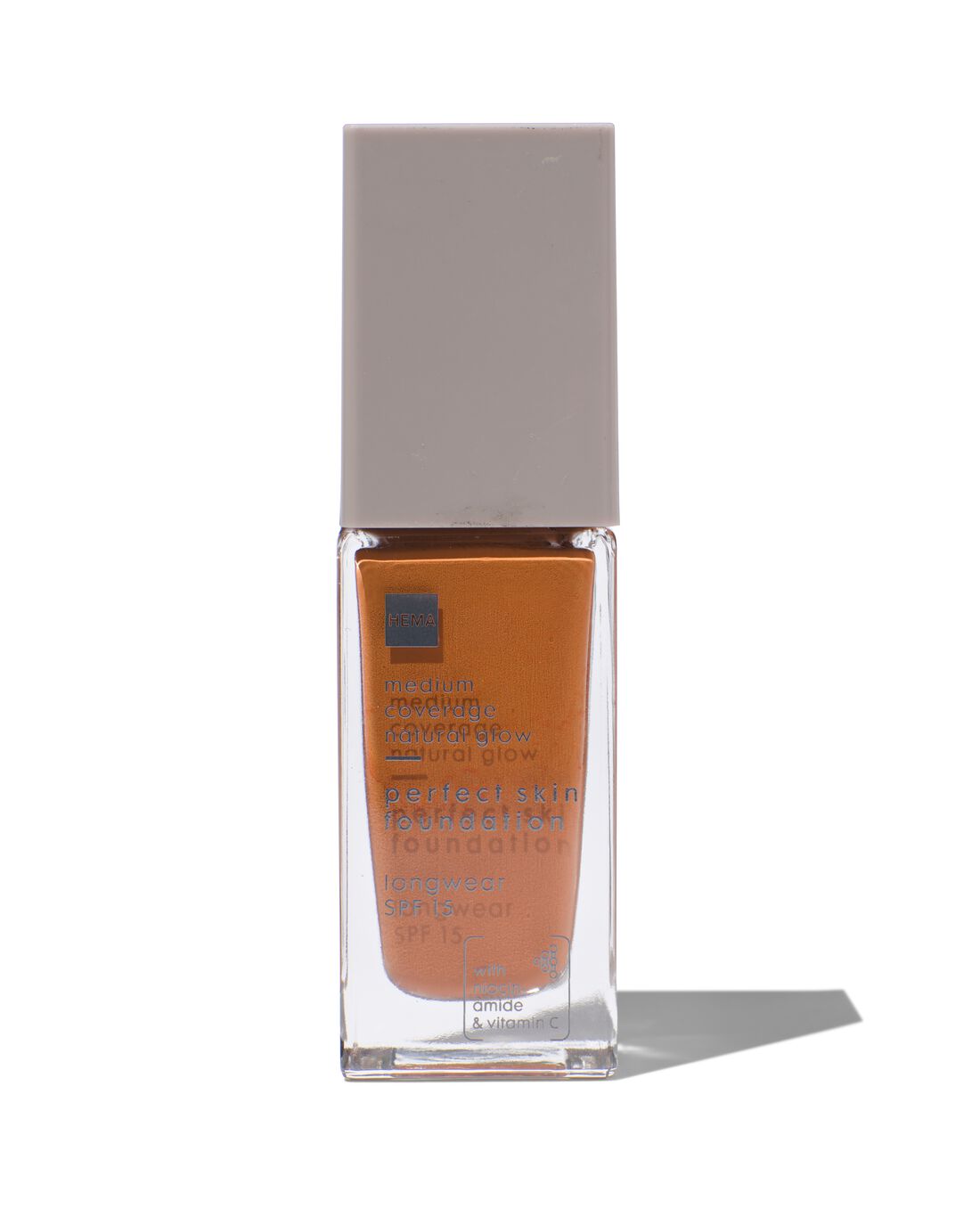 HEMA Perfect skin foundation SPF15 12 warm caramel (donkerbruin)