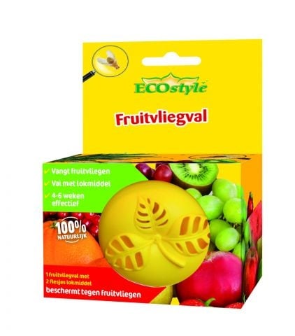 ECOstyle Fruitvliegval met lokstof - navulbare, geurloze val tegen fruitvliegjes tot 6 weken werkzaam