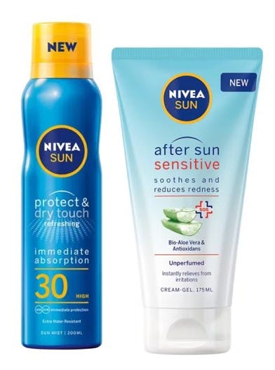 Nivea Sun Protect & Dry Touch Sun Mist SPF30 + After Sun Sensitive Cream Gel 175 ml + 200 ml
