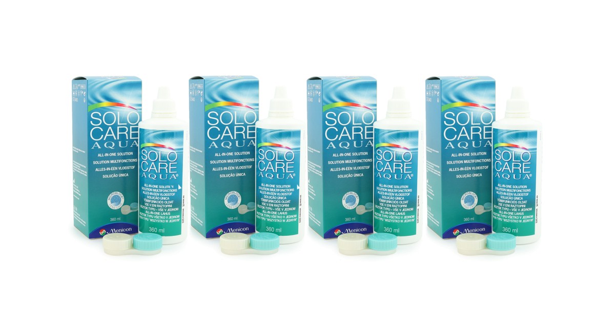 Solocare AQUA 4 x 360 ml met lenzendoosjes