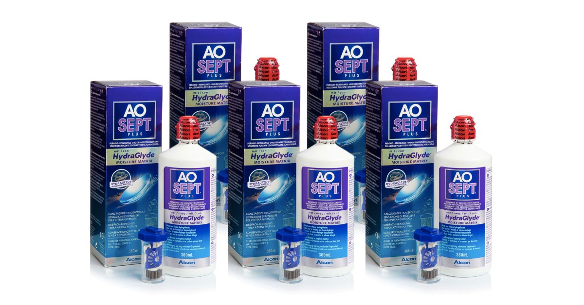 AOSEPT PLUS with Hydraglyde 5 x 360 ml met lenzendoosjes