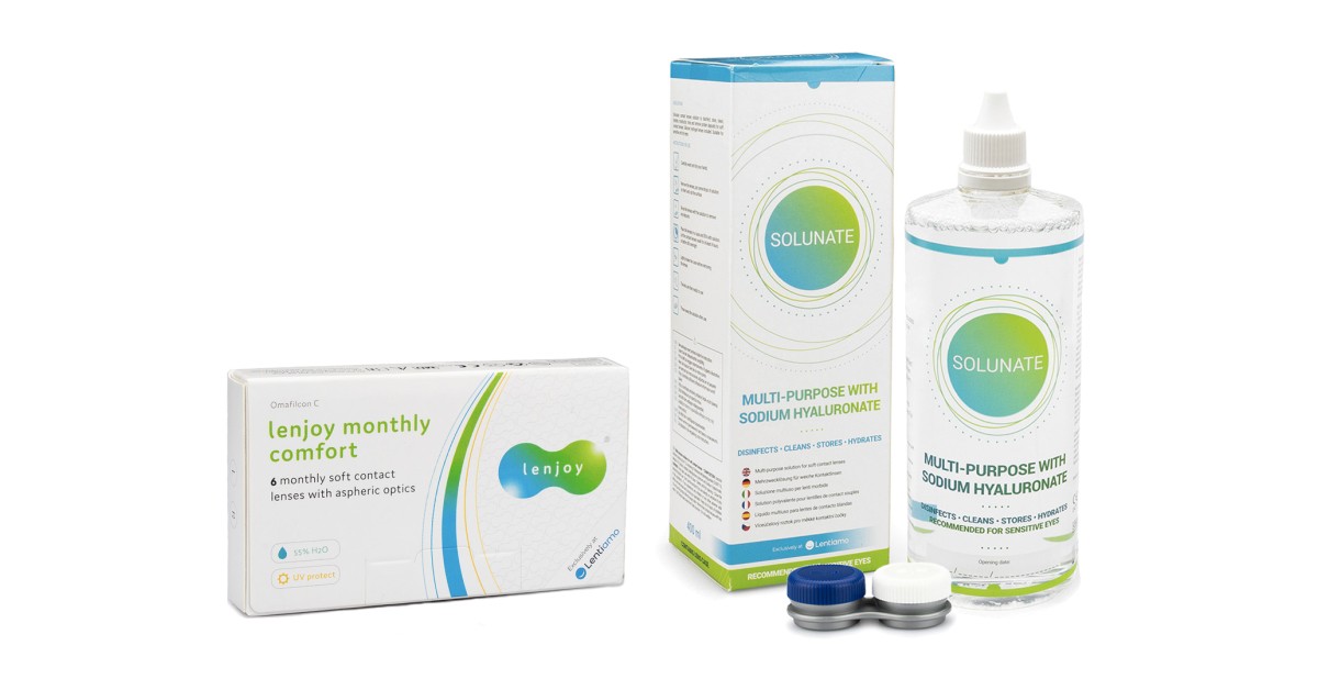 Lenjoy  Monthly Comfort (6 lenzen) + Solunate Multi-Purpose 400 ml met lenzendoosje
