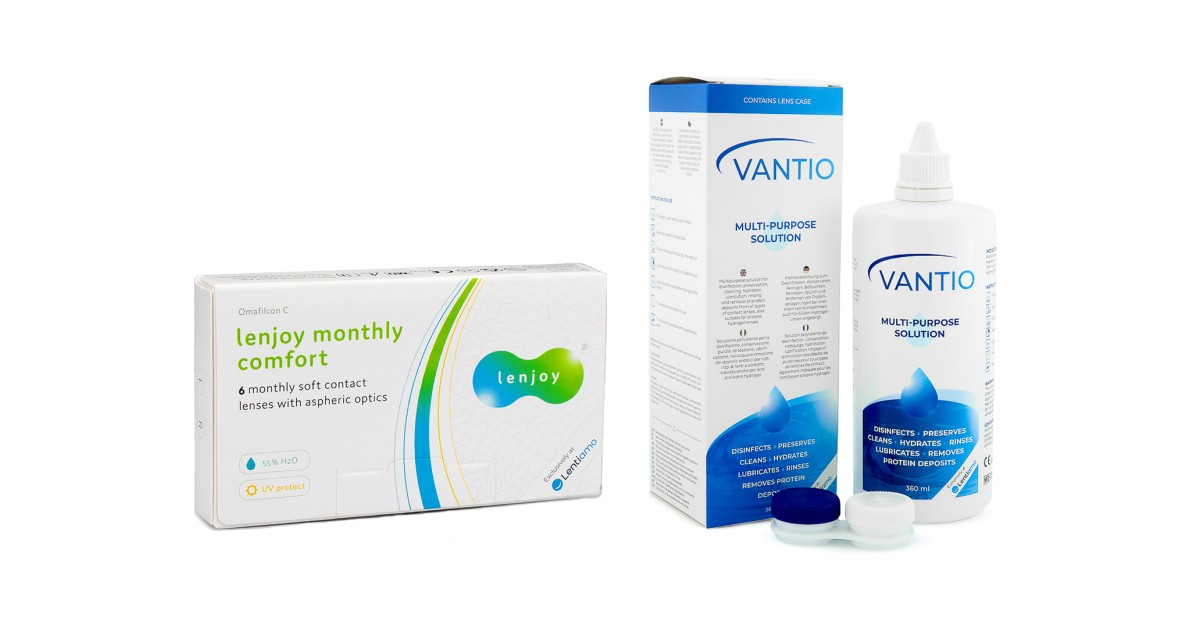 Lenjoy  Monthly Comfort (6 lenzen) + Vantio Multi-Purpose 360 ml met lenzendoosje