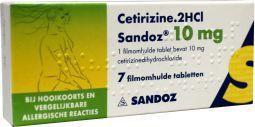Sandoz Cetirizine 10mg hooikoorts tabletten 7 stuks