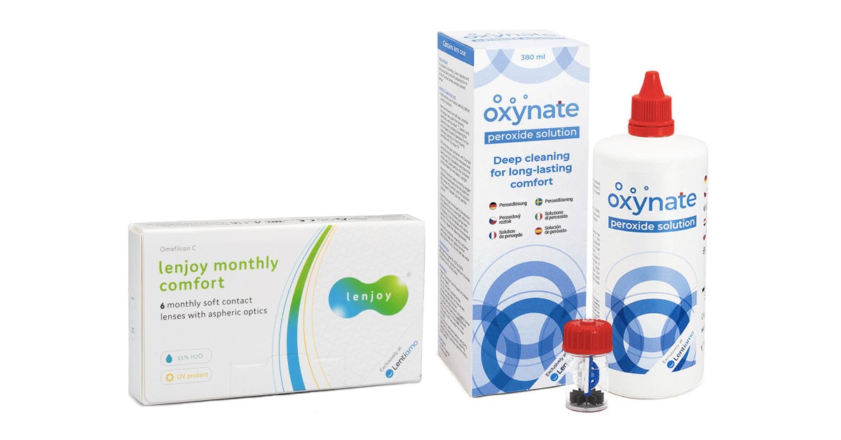 Lenjoy  Monthly Comfort (6 lenzen) + Oxynate Peroxide 380 ml met lenzendoosje