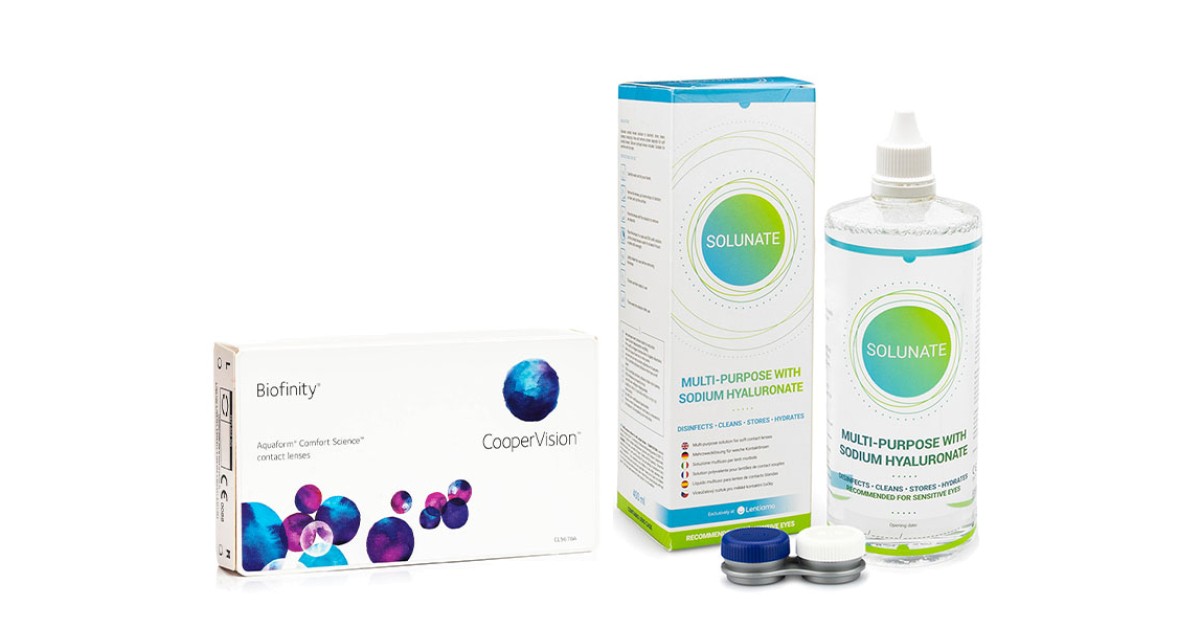 Biofinity (3 lenzen) + Solunate Multi-Purpose 400 ml met lenzendoosje