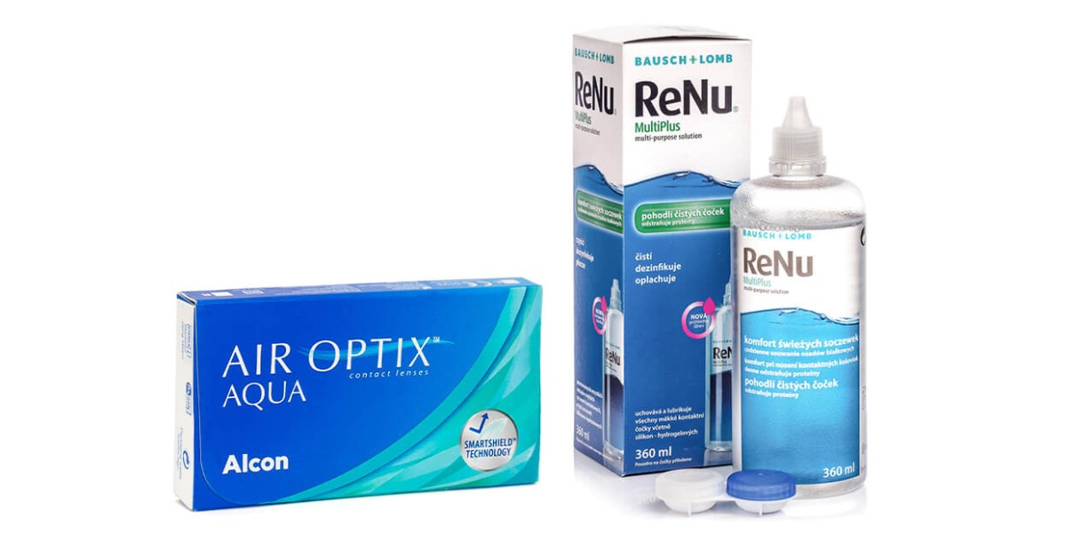 Air Optix Aqua (6 lenzen) + ReNu MultiPlus 360 ml met lenzendoosje
