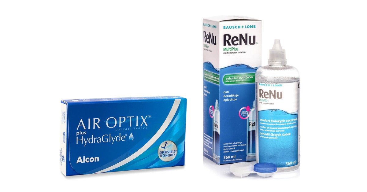 Air Optix Plus Hydraglyde (6 lenzen) + ReNu MultiPlus 360 ml met lenzendoosje