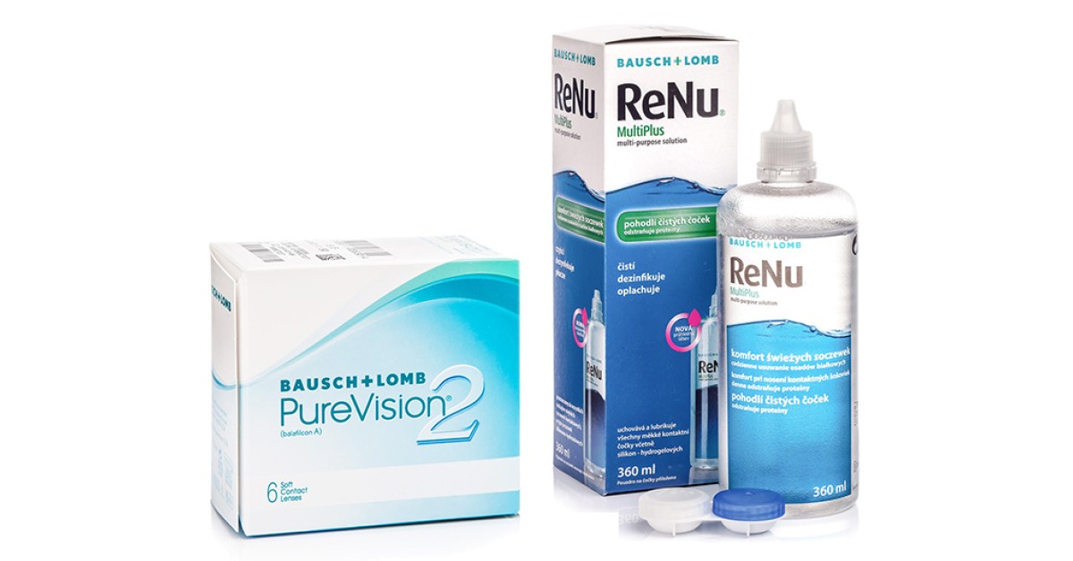 PureVision 2 (6 lenzen) + ReNu MultiPlus 360 ml met lenzendoosje