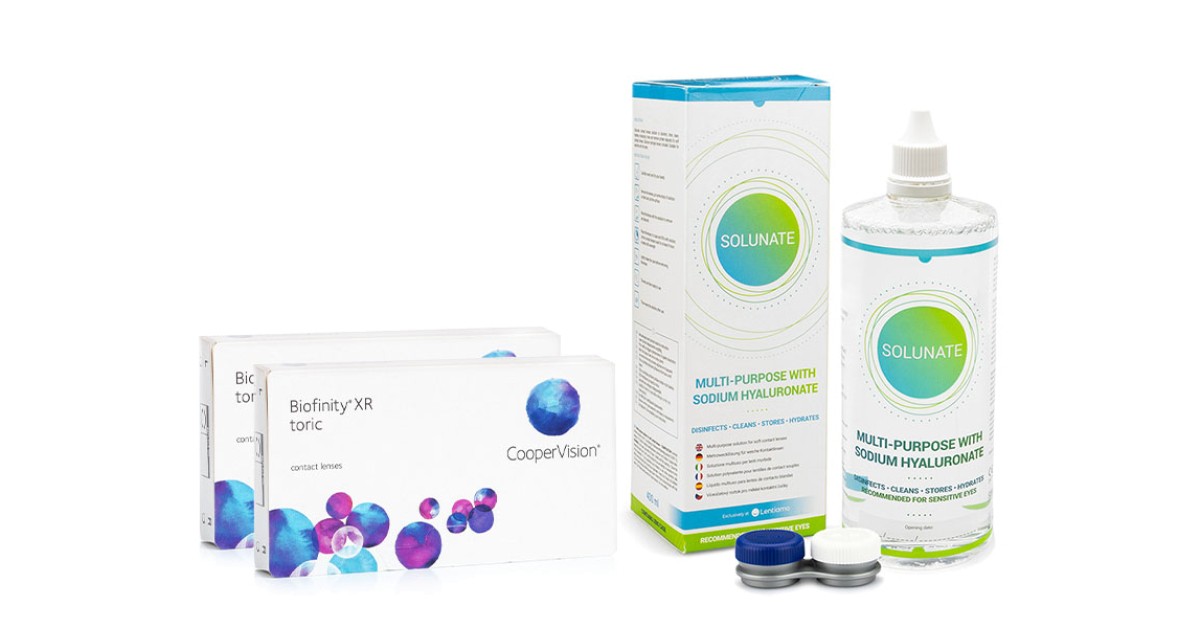 Biofinity XR Toric (6 lenzen) + Solunate Multi-Purpose 400 ml met lenzendoosje