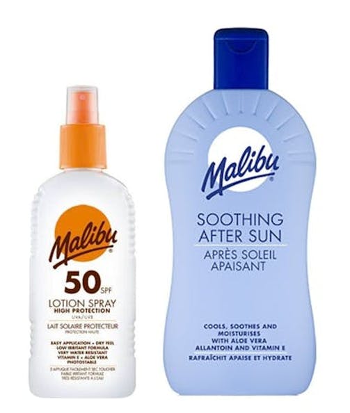 Malibu Sun Lotion Spray SPF50 & Soothing After Sun 200 ml & 400 ml