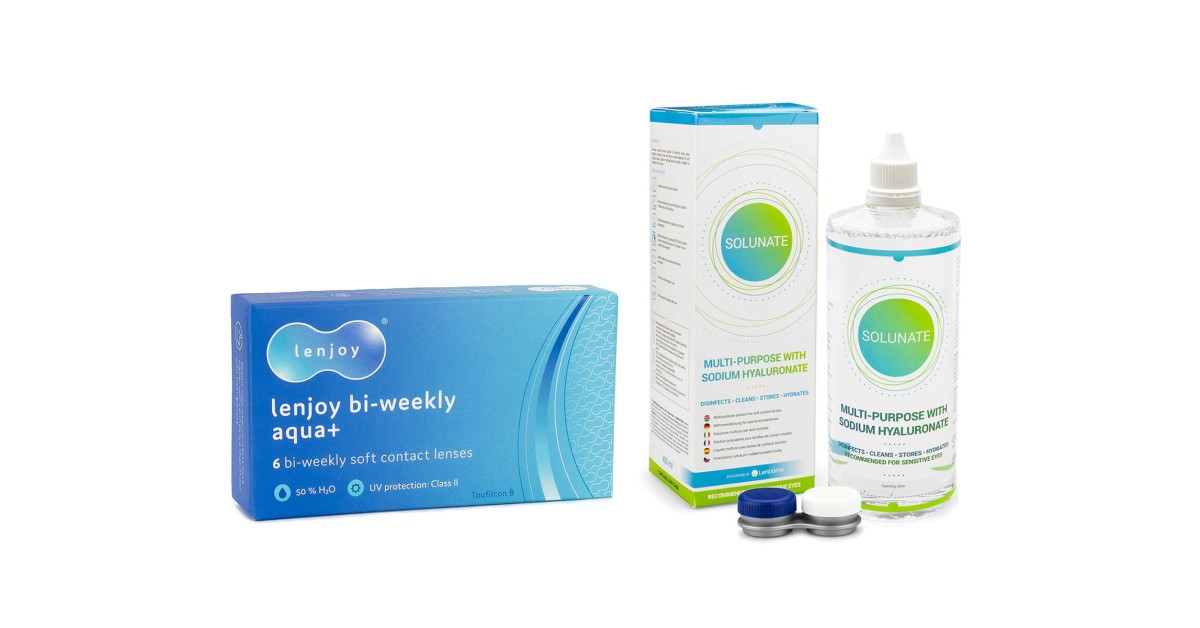 Lenjoy  Bi-weekly Aqua+ (6 lenzen) + Solunate Multi-Purpose 400 ml met lenzendoosje