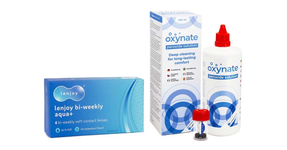 Lenjoy  Bi-weekly Aqua+ (6 lenzen) + Oxynate Peroxide 380 ml met lenzendoosje