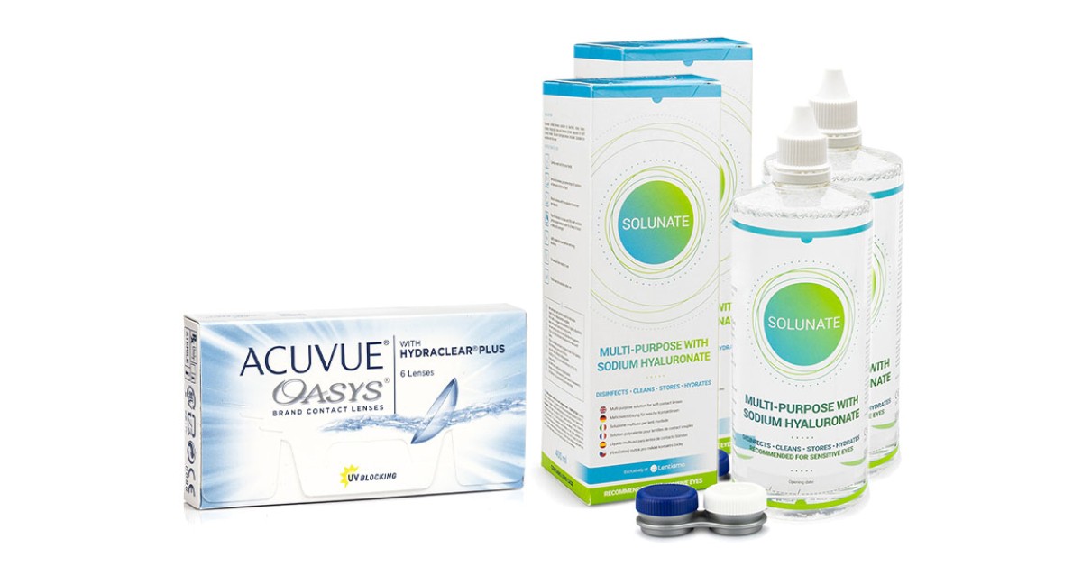 Acuvue Oasys (6 lenzen) + 2 x Solunate Multi-Purpose 400 ml met lenzendoosje