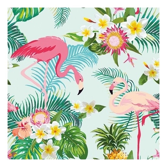 Merkloos Flamingo servetten - 20x - 33 x 33 cm - tropische feestservetten - exotisch thema -