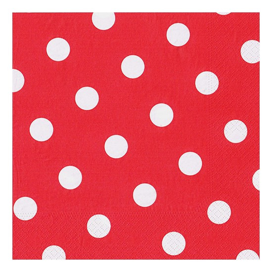 Merkloos Servetten - rood met witte stippen - 60x st - x cm - feestservetten -