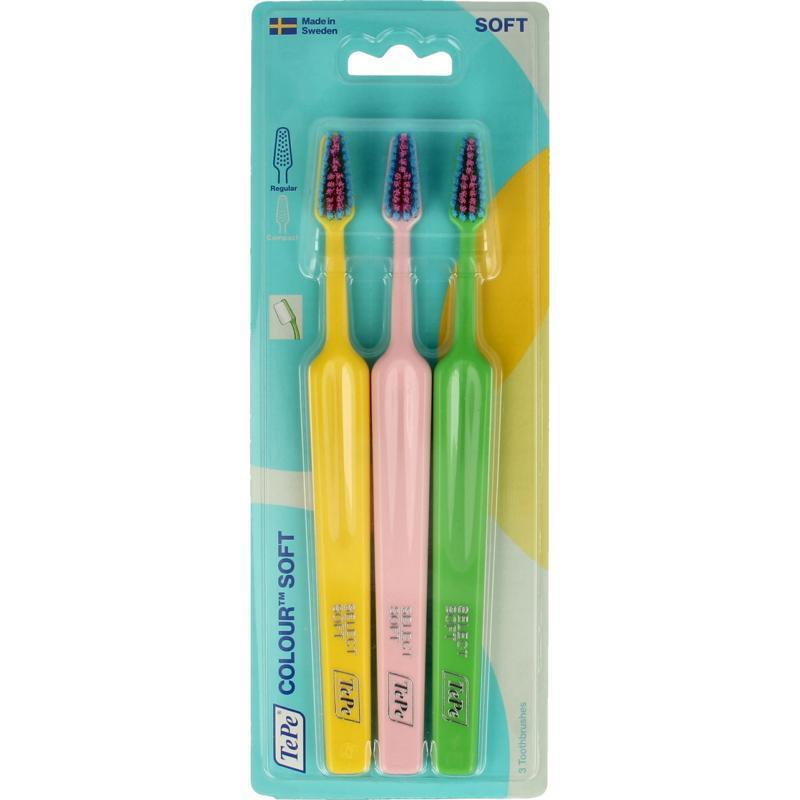 TePe Tandenborstel colour soft 3-pack 3 Stuks