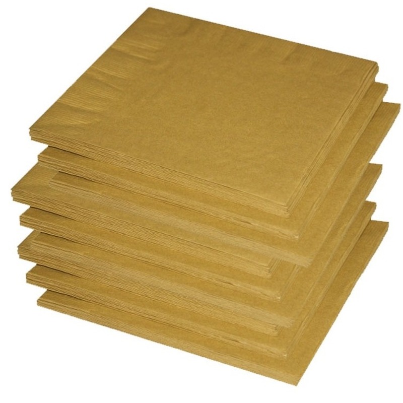 Merkloos Uni kleur tafel servetten - goud - 80x stuks - 33 x 33 cm - Papier -