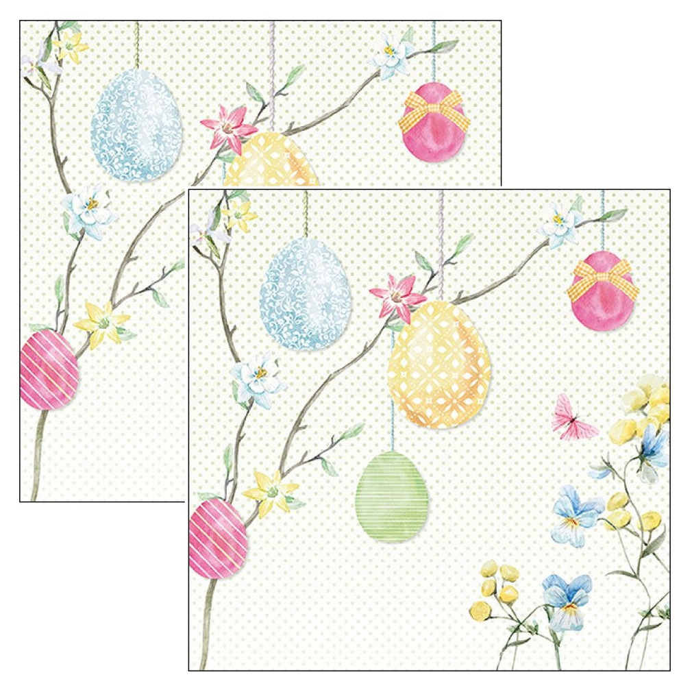 Ambiente Paas thema servetten - 80x - Paaseieren print - 33 x 33 cm - Pasen - feestservetten - Paasontbijt -