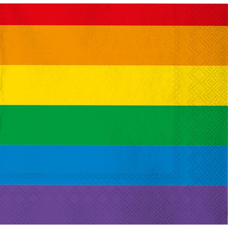 Merkloos Servetten regenboog - 80x stuks - gekleurd - 33 x 33 cm - regenboog kleuren -