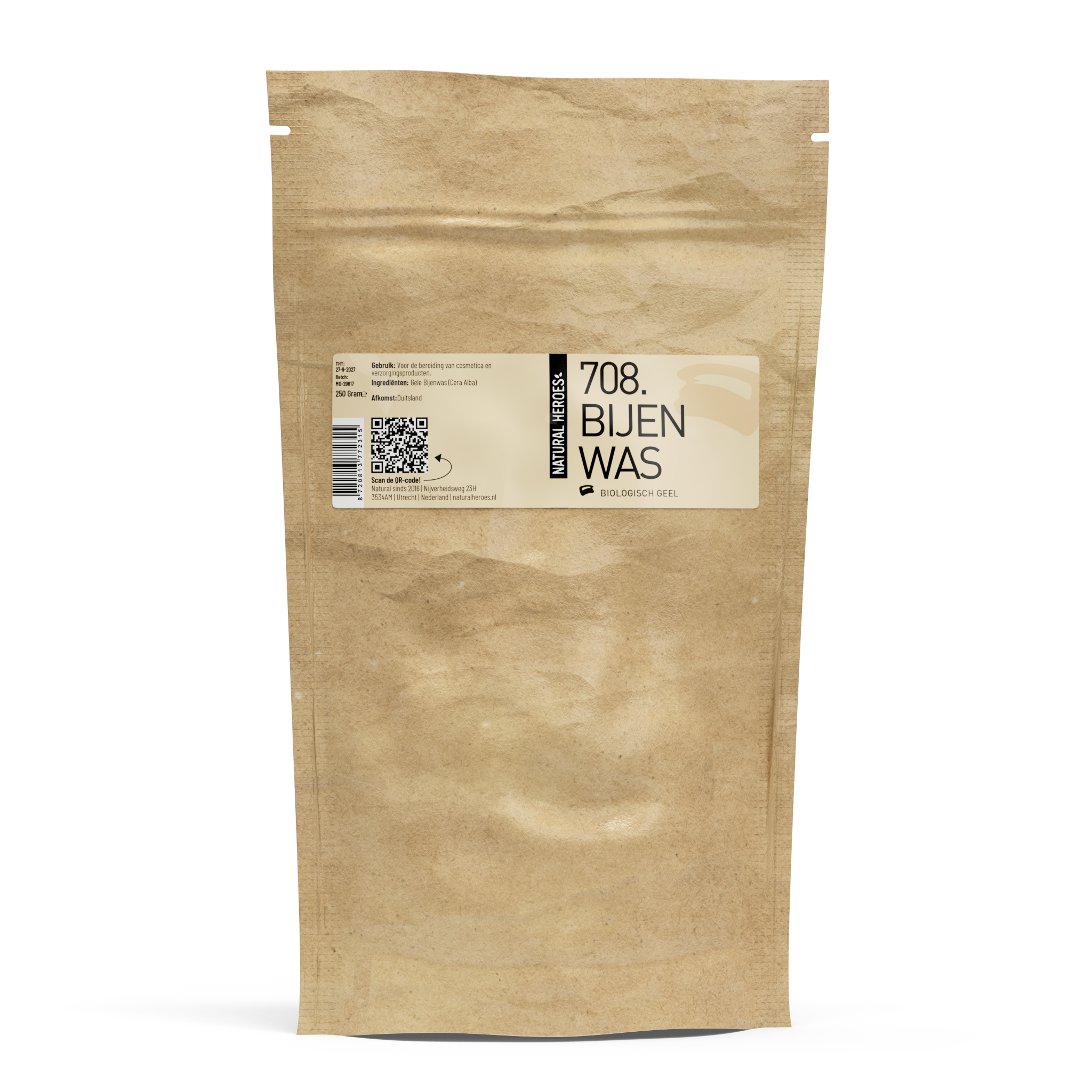 Natural Heroes Bijenwas (Biologisch, geel) 250 gram