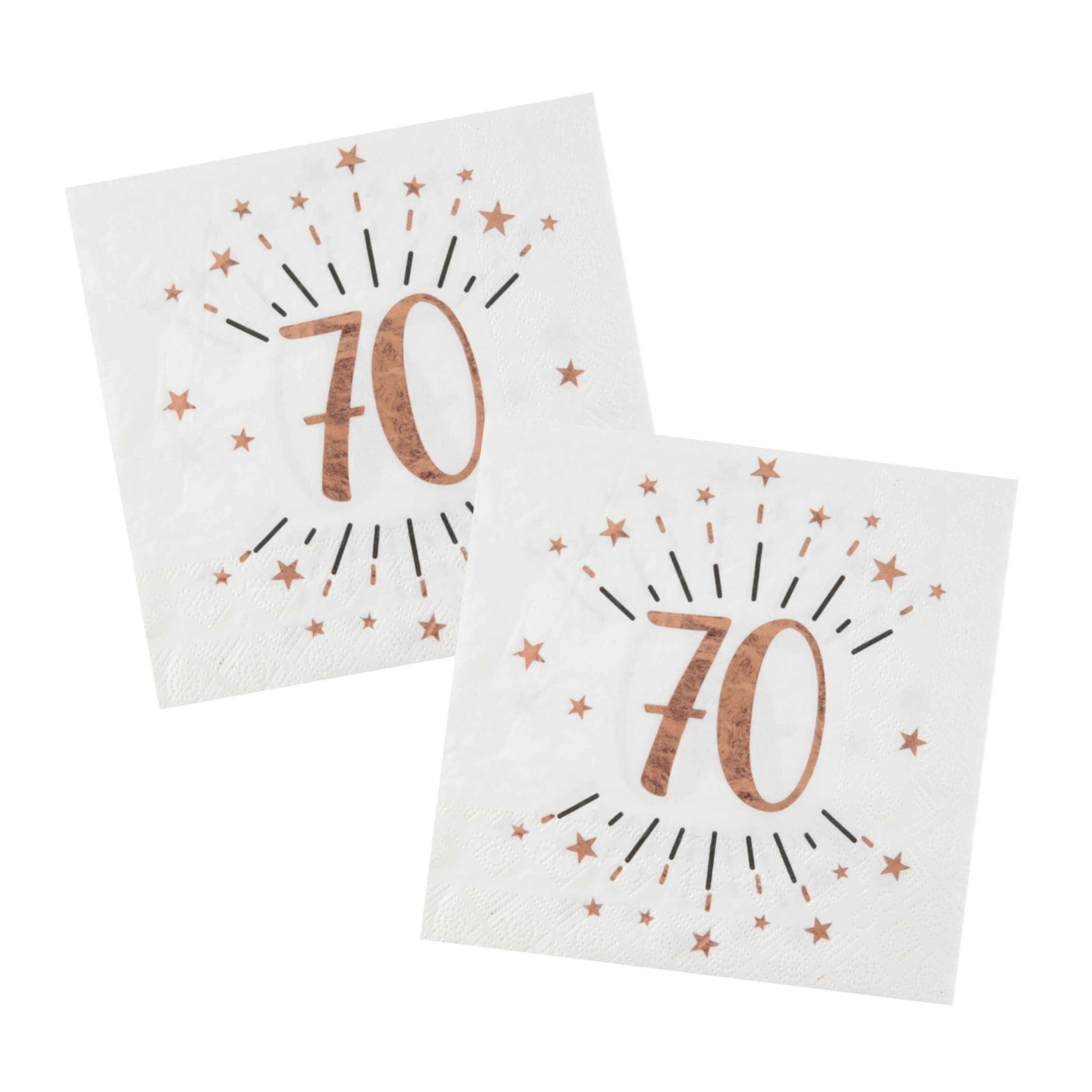 Santex Verjaardag feest servetten leeftijd - 50x - 70 jaar - rose goud - 33 x 33 cm -