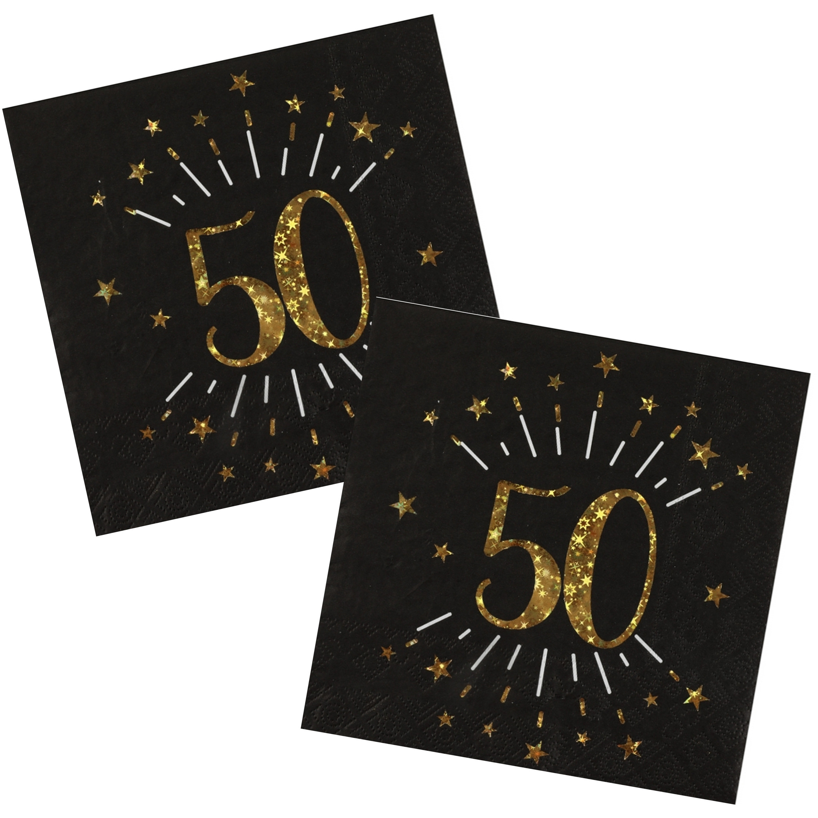Santex Verjaardag feest servetten leeftijd - 50x - 50 jaar - goud - 33 x 33 cm - Abraham/Sarah -