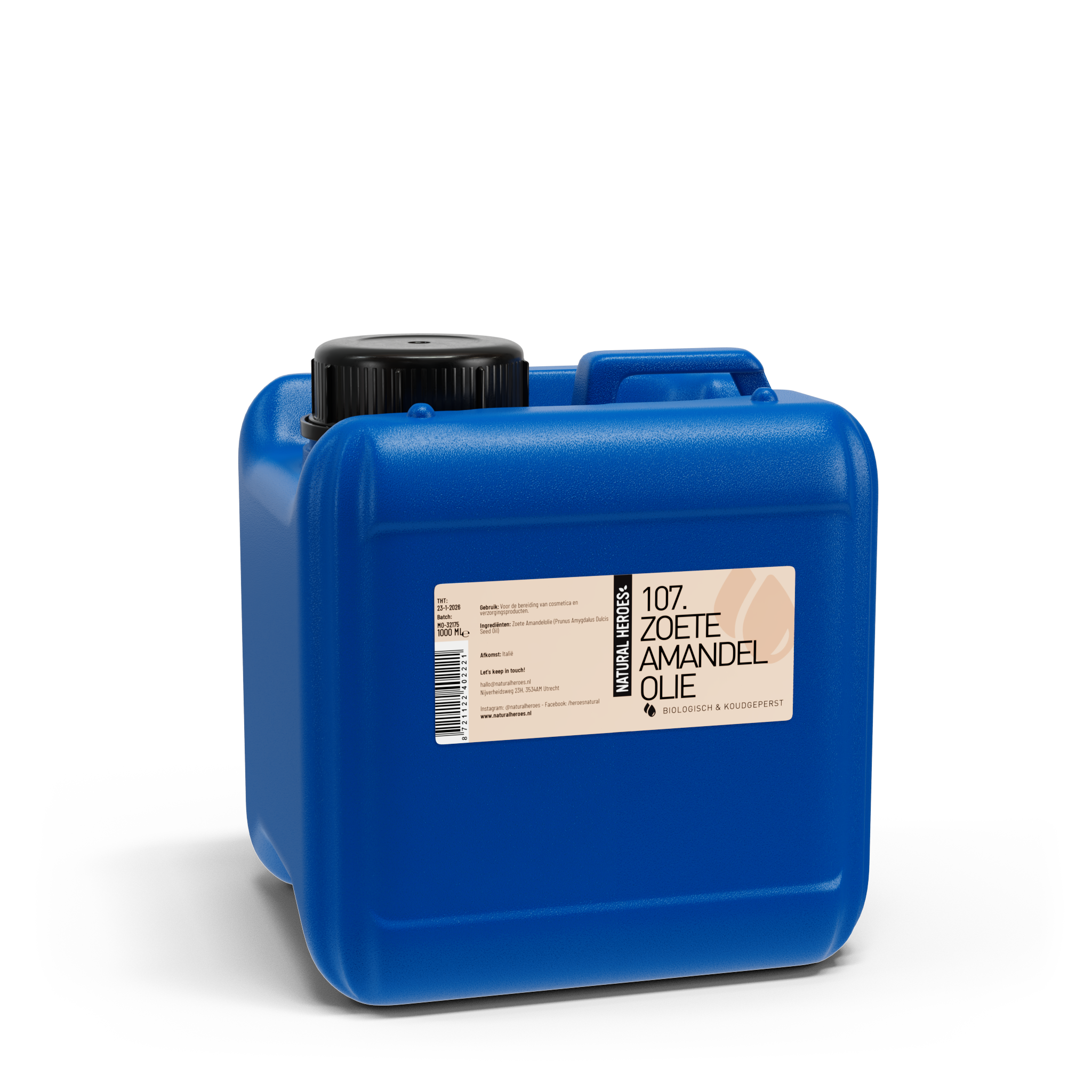 Natural Heroes Zoete Amandelolie (Biologisch & Koudgeperst) 1000 ml (jerrycan)