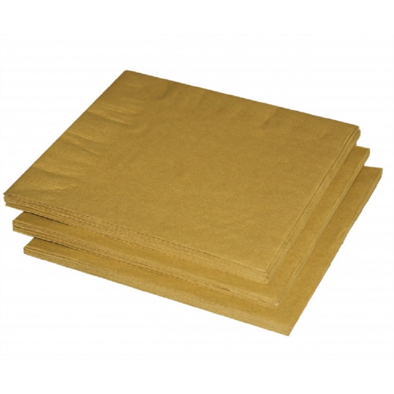 Merkloos Uni kleur tafel servetten - goud - 120x stuks - 33 x 33 cm - Papier -