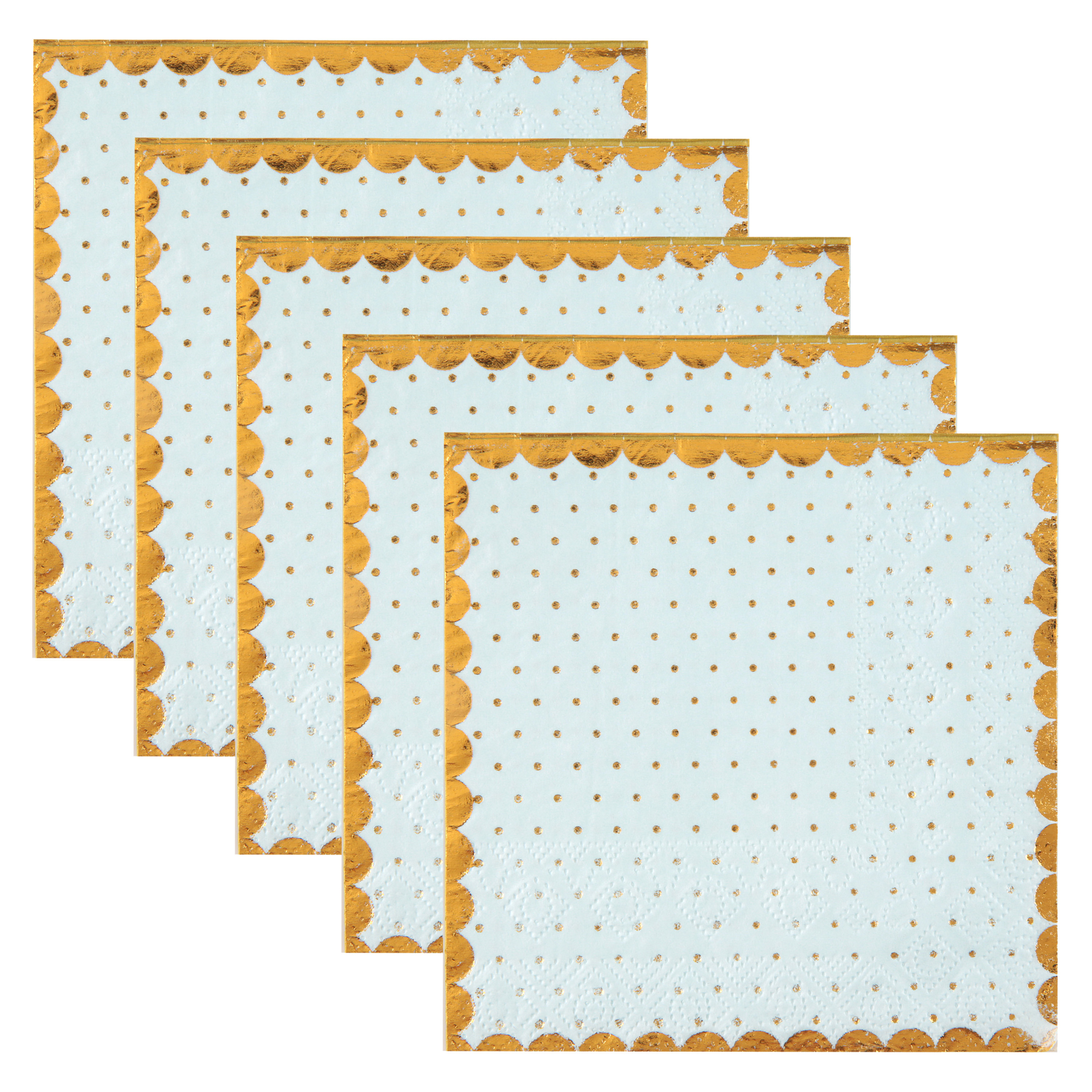Santex Feest servetten - stippen - 100x stuks - 25 x 25 cm - papier - blauw/goud -