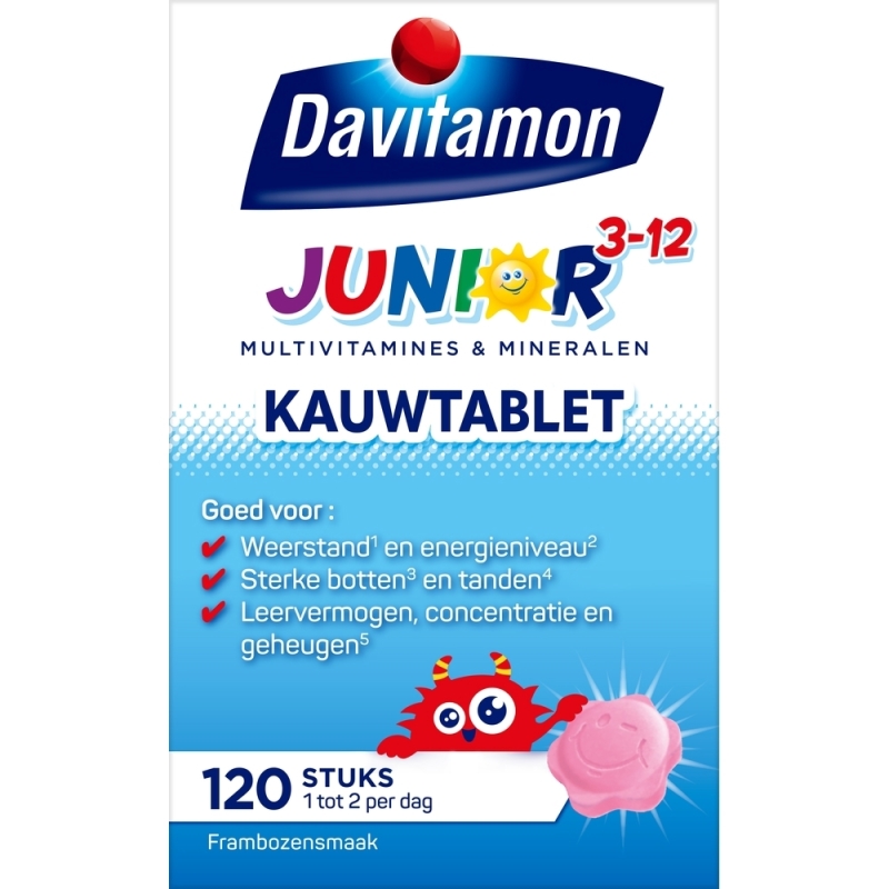 Davitamon Junior 3+ framboos 120 tabletten