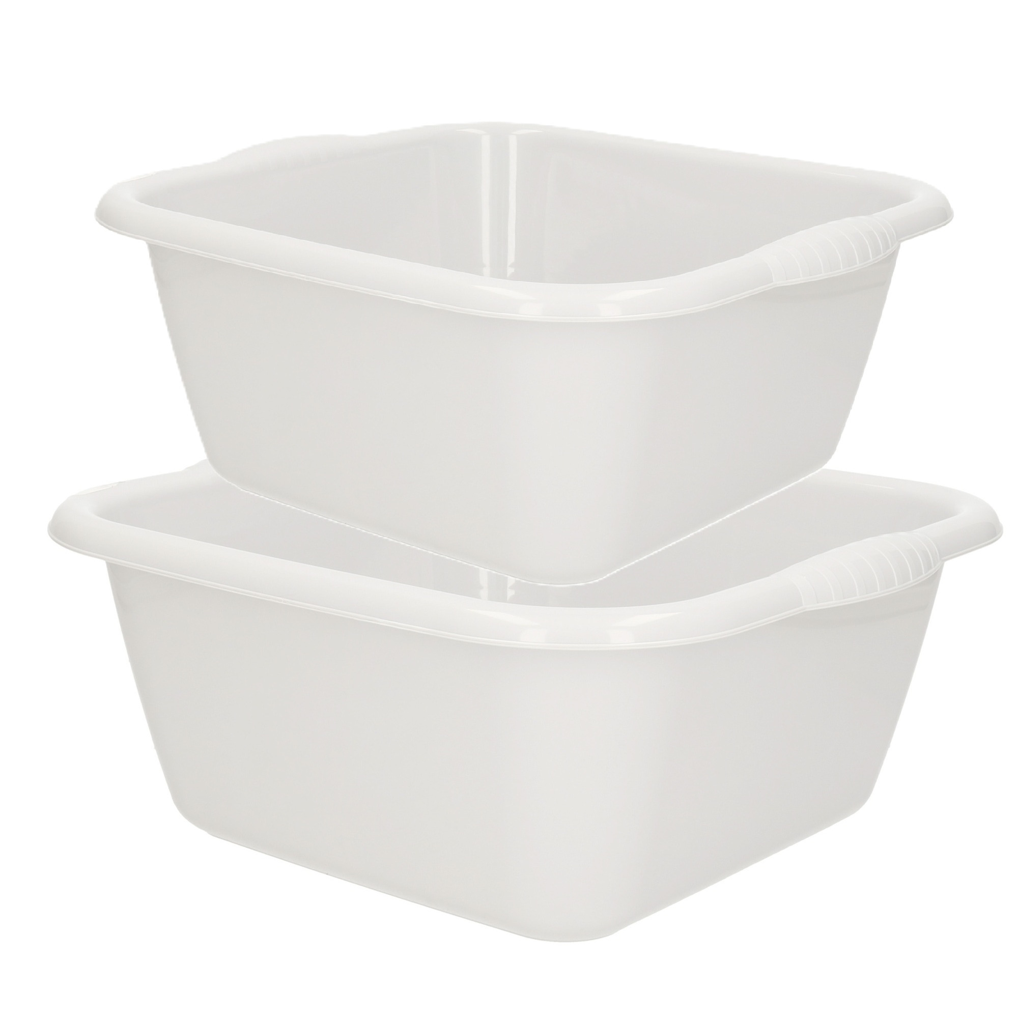 Forte Plastics Afwasbak teil - set van 2 formaten - 15 en 20 liter - wit - kunststof -