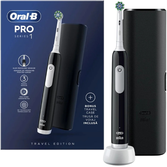 Oral-B PRO Series 1 Black Elektrische Tandenborstel + Reisetui