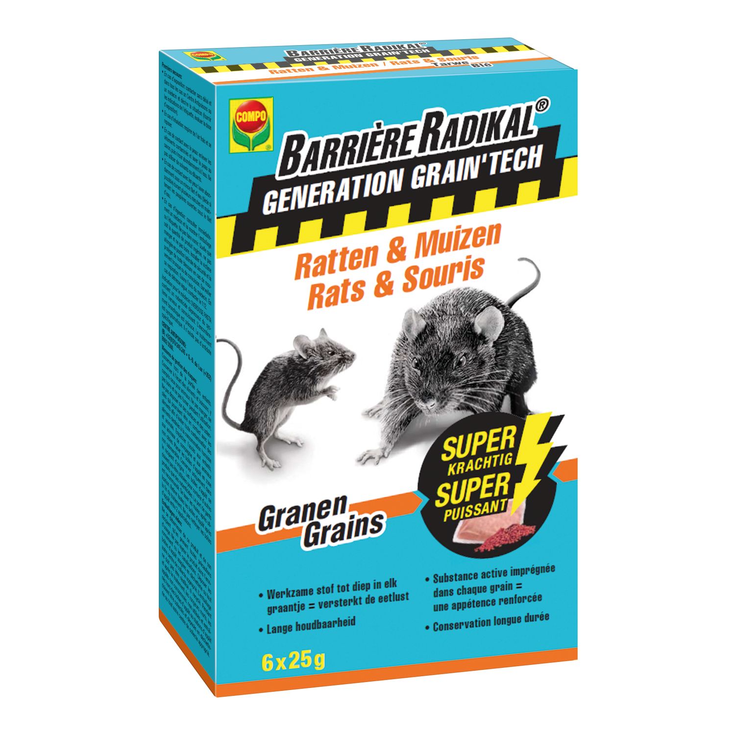 Compo Barrière Radikal Generation Grain'tech Ratten En Muizen (6 X 25 G)