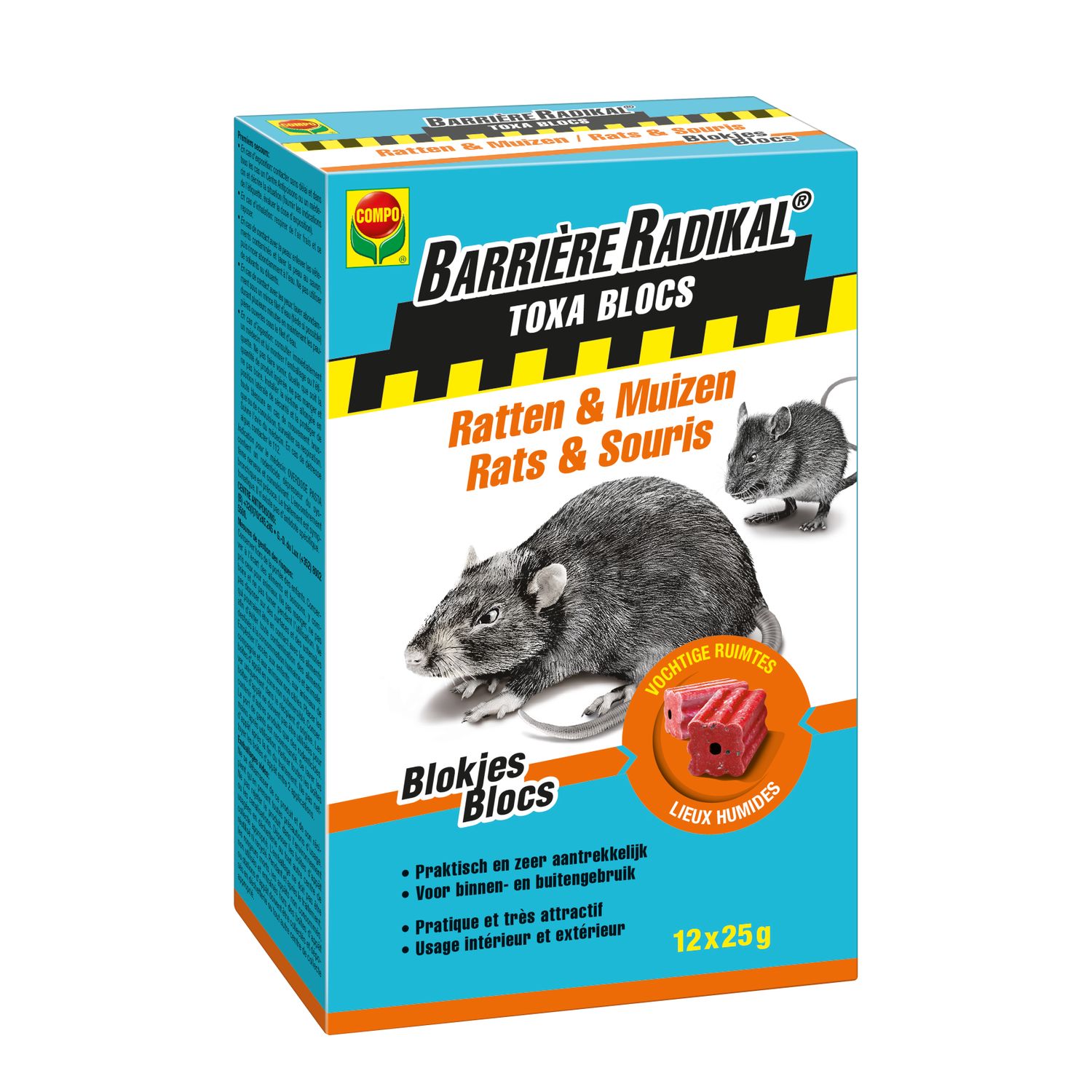 Compo Barrière Radikal Toxa Blocs Ratten En Muizen (12 X 25 G)