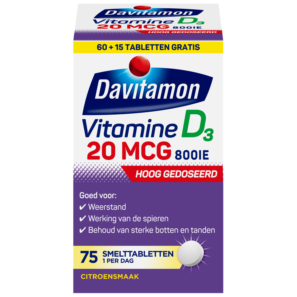 Davitamon Vitamine D3 20mcg Smelttabletten