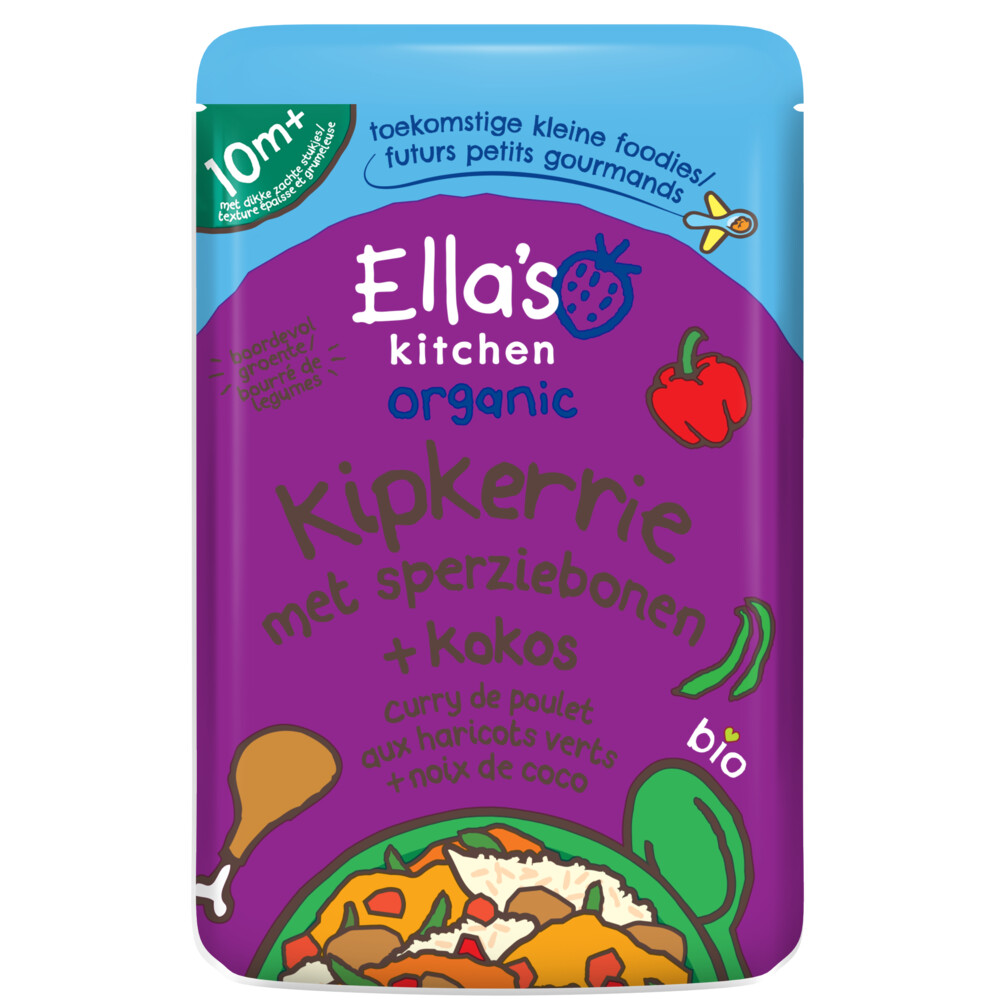 Ella's Kitchen Maaltijdzakje 10+ m Kipkerrie Sperziebonen Kokos 190 gr