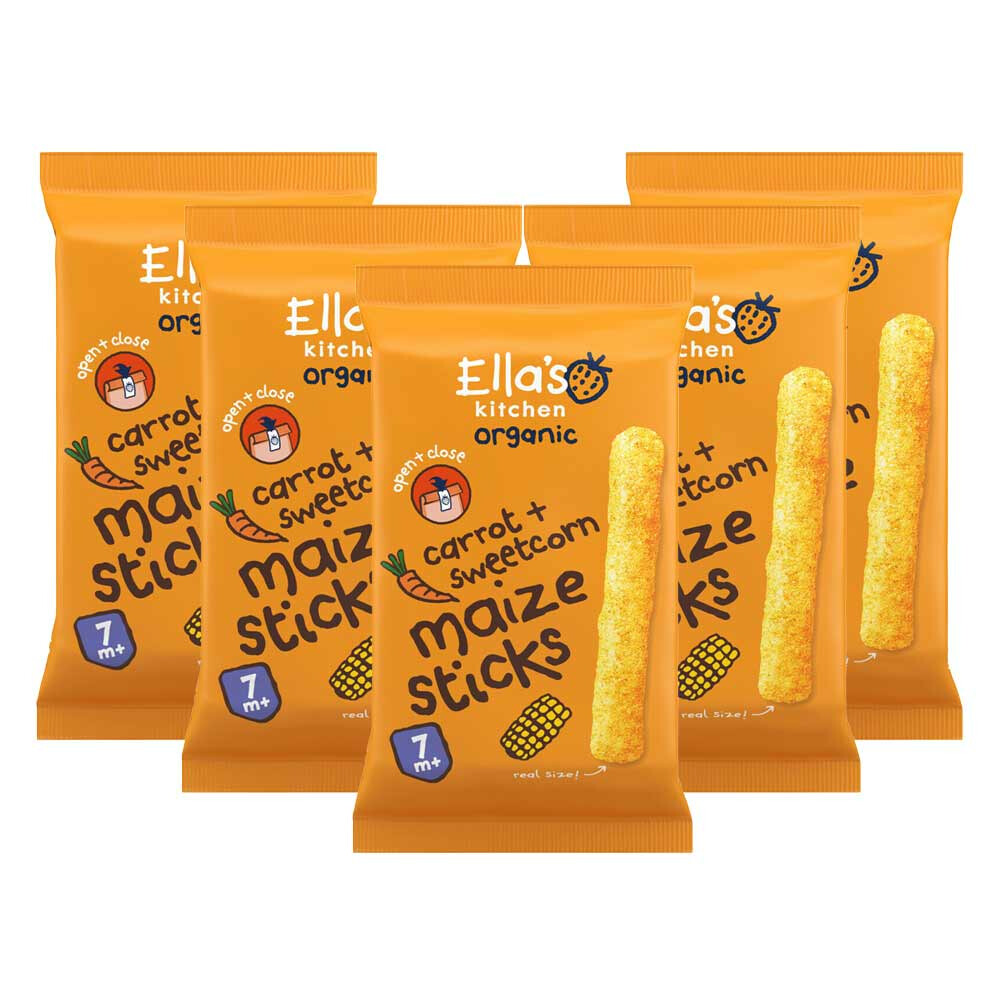 Ella's Kitchen 5x  Gepoft Smikkelstengels 7+ m Mais Wortel 16 gr