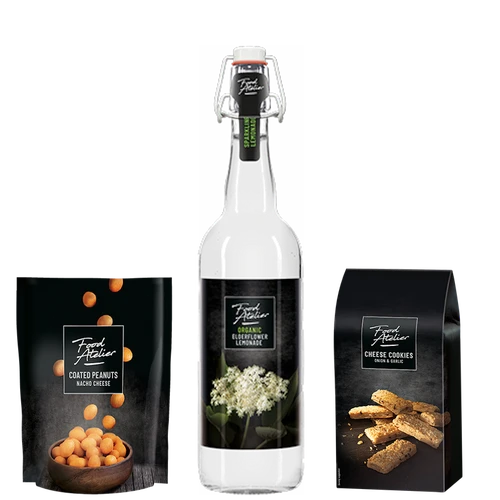 Boeketcadeau Kerstattentie Bio limo sparkling - borrelnootjes - kaaskoekjes