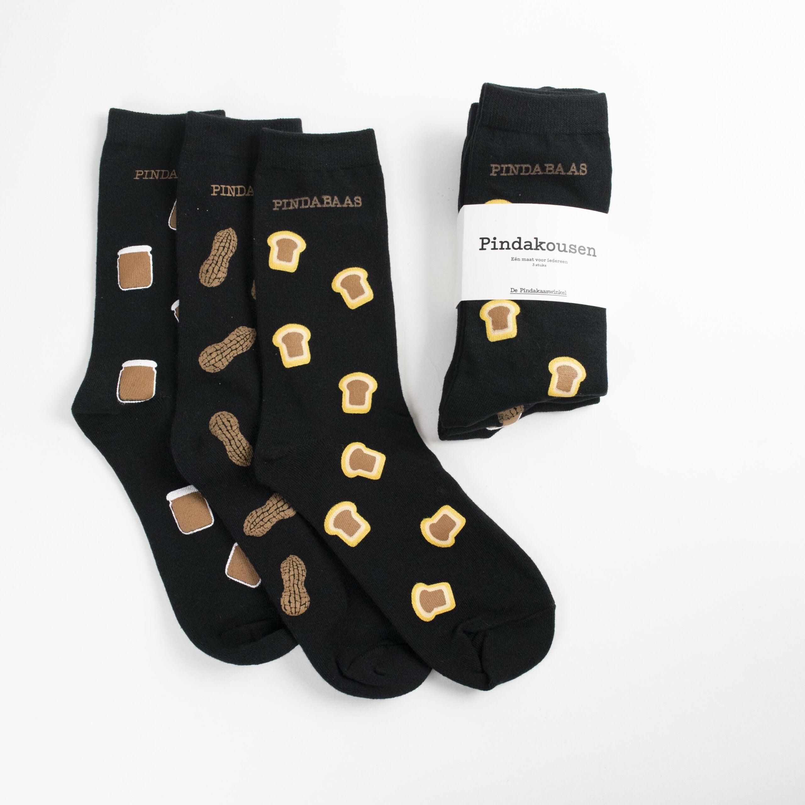 De Pindakaaswinkel Setje Pindakousen Zwart 3 Paar