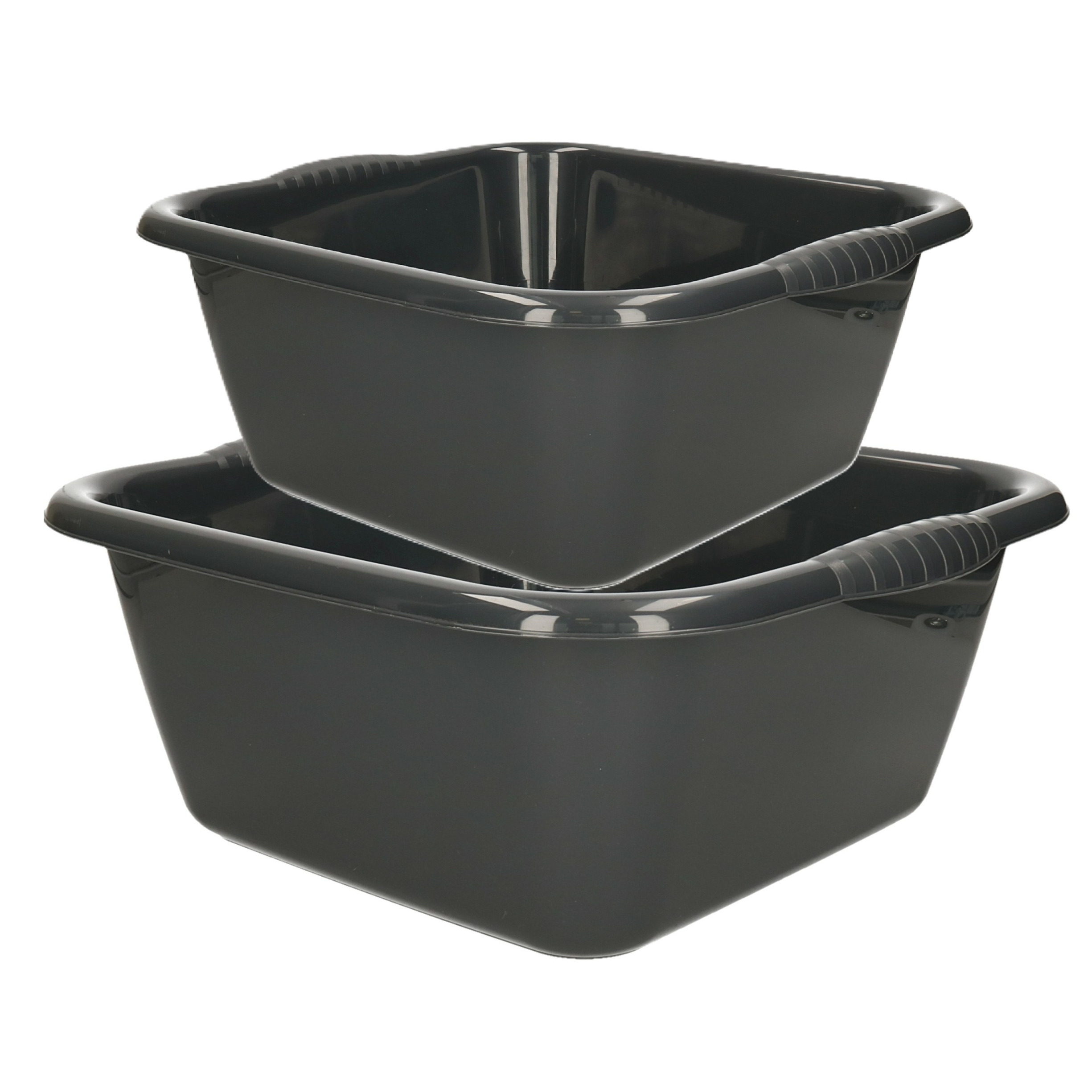 PlasticForte afwasteilen set - afwasbak - kunststof - 6 en 10 liter - Antraciet - huishoud emmers -