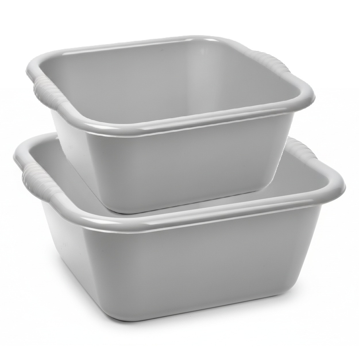 PlasticForte afwasteilen set - afwasbak - kunststof - 6 en 10 liter - grijs - huishoud emmers -