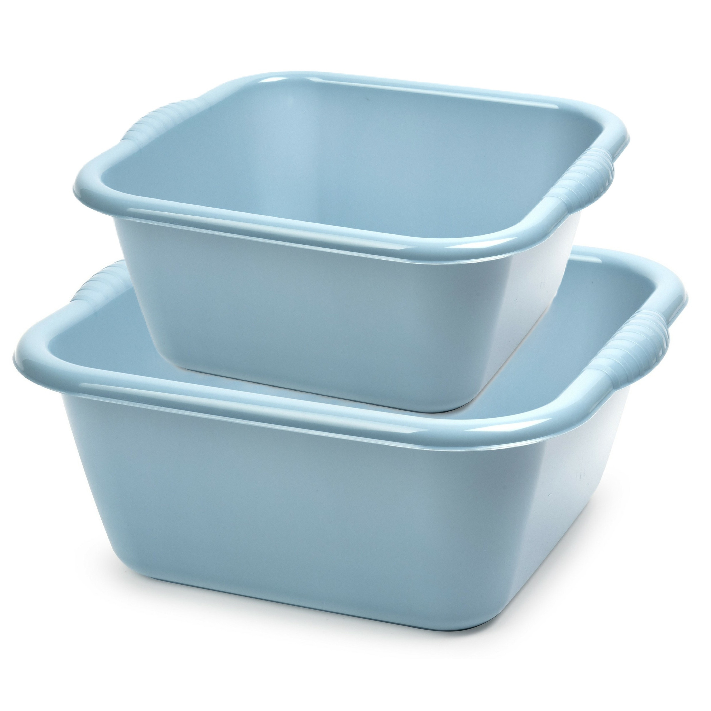 PlasticForte afwasteilen set - afwasbak - kunststof - 6 en 10 liter - Ijsblauw - huishoud emmers -