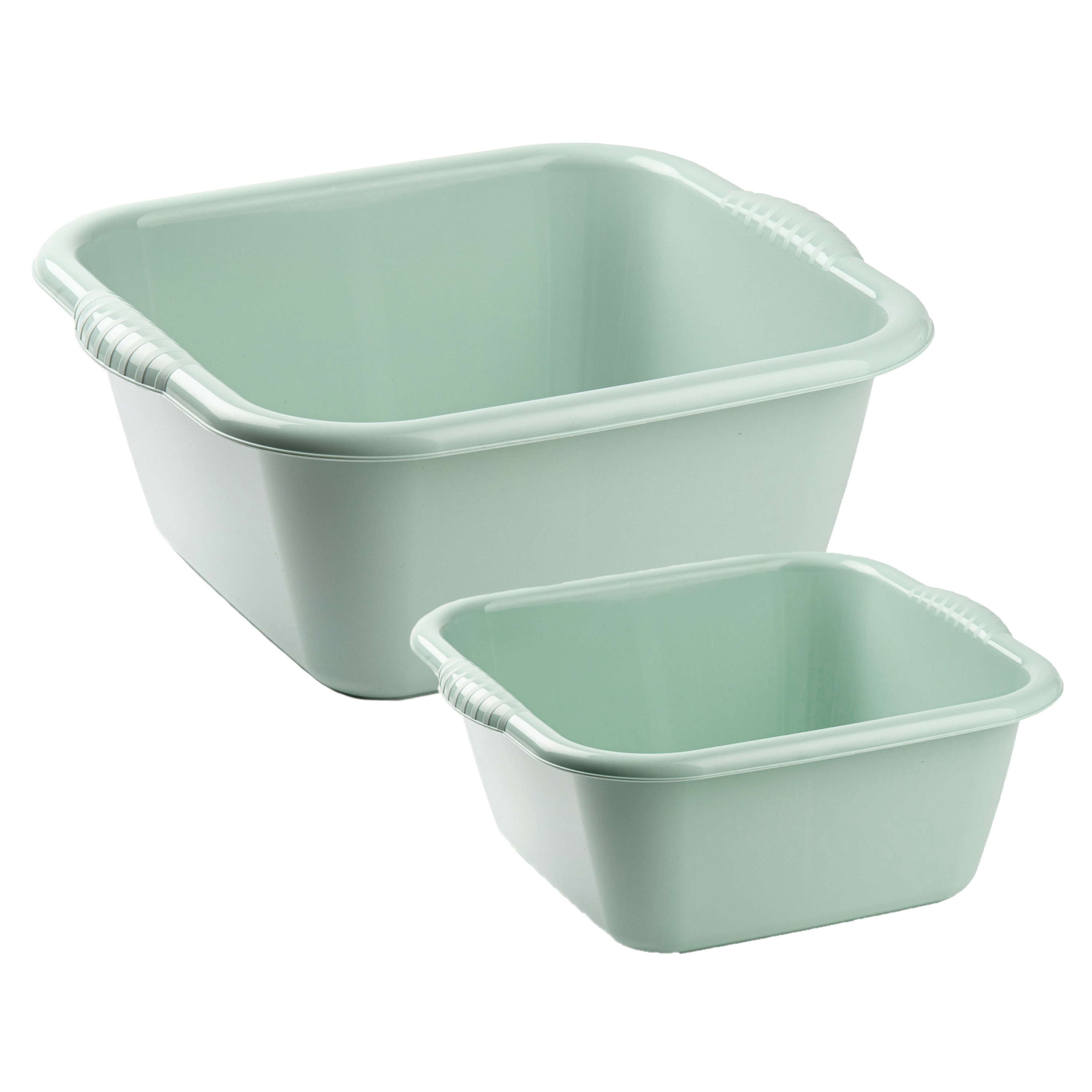 Forte Plastics Afwasbak teil - set van 2 formaten - 6 en 15 liter - mint groen - kunststof -