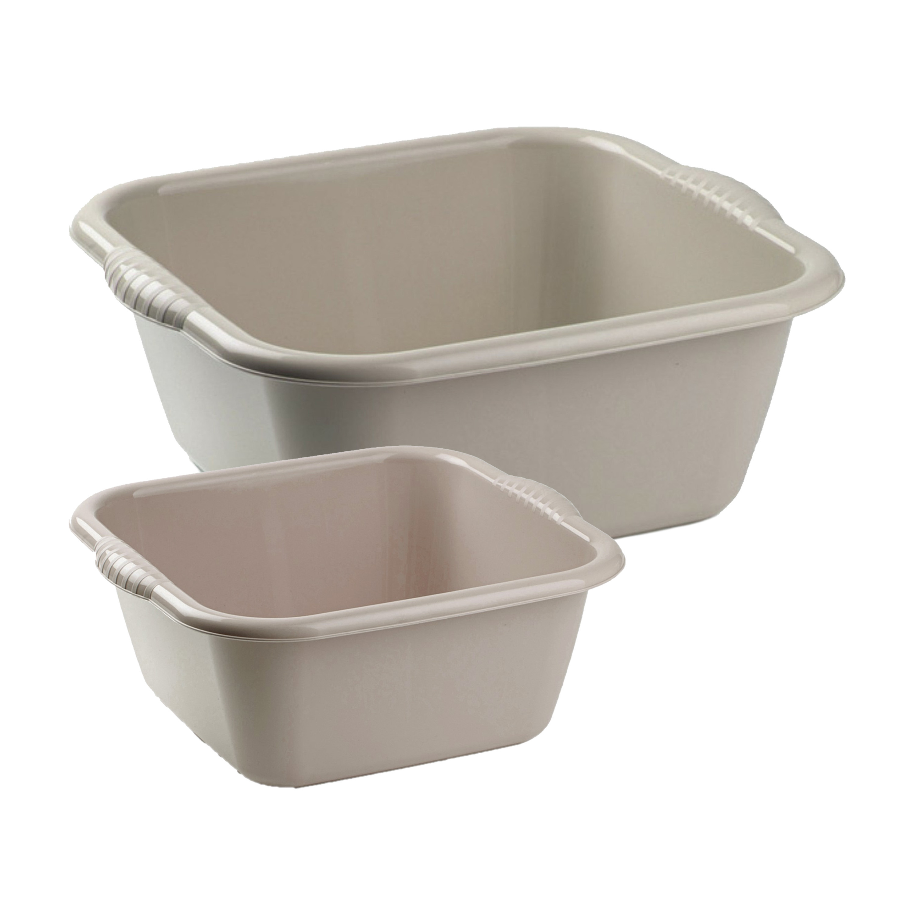 Forte Plastics Afwasbak teil - set van 2 formaten - 6 en 15 liter - taupe - kunststof -
