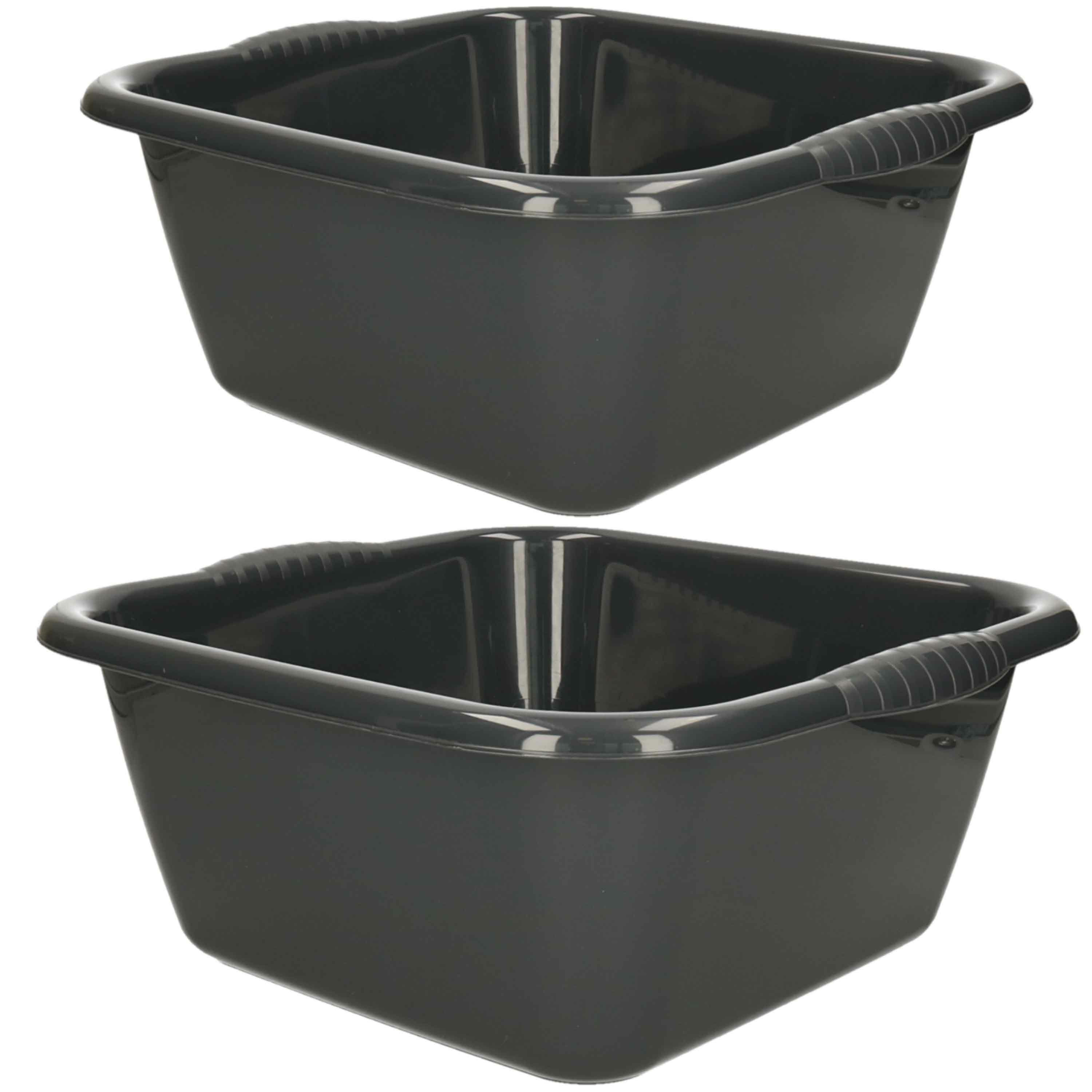 Forte Plastics Afwasbak teil - set van 2 formaten - 10 en 15 liter - antraciet - kunststof -