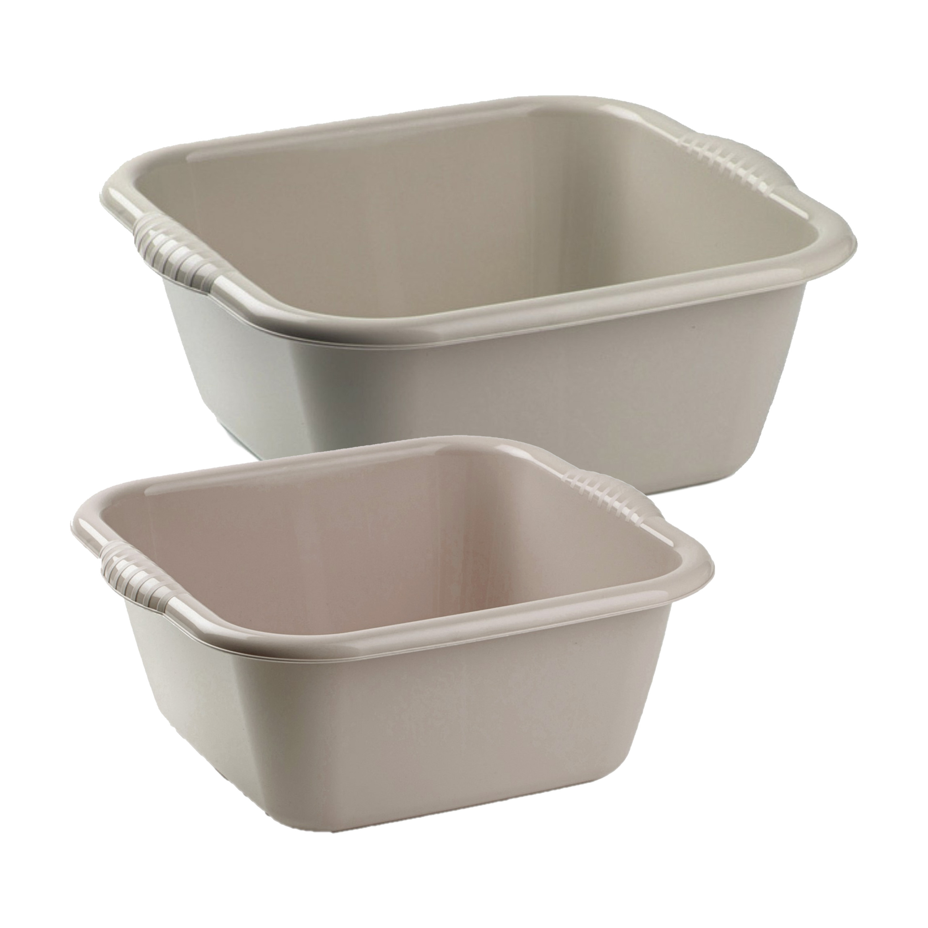 Forte Plastics Afwasbak teil - set van 2 formaten - 10 en 15 liter - taupe - kunststof -