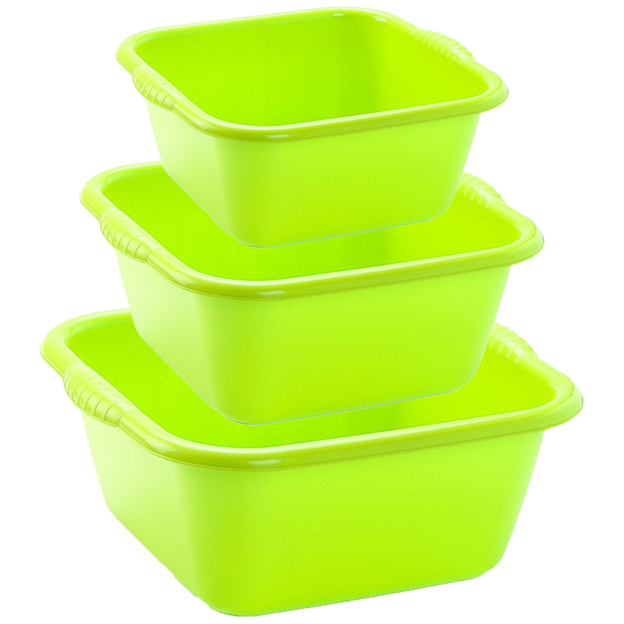 Forte Plastics Voordeelset multi-functionele kunststof teiltjes groen in 3 formaten -